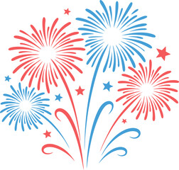 Patriotic Red and Blue Fireworks