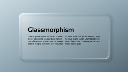 Liquid glassmorphism vector of text box with lorem ipsum for user interface, web design, banner and presentation