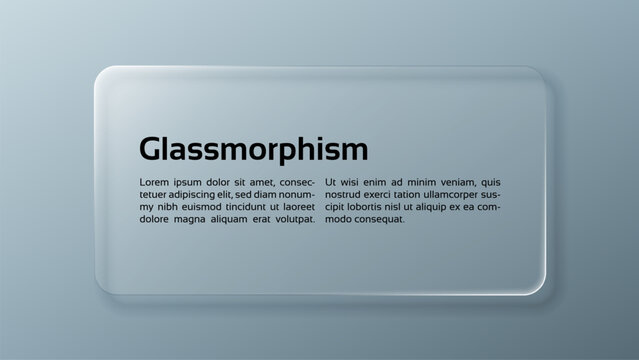 Liquid glassmorphism vector of text box with lorem ipsum for user interface, web design, banner and presentation