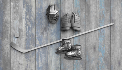 hockey uniform on a wooden background