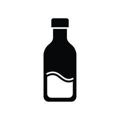 Simple black silhouette of a bottle filled with liquid element for graphic design projects silhouette