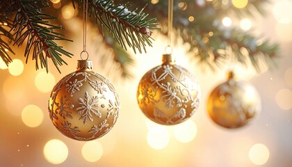 close up of a christmas bauble hanging on a tree