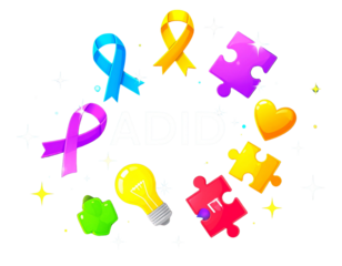Festive ADHD Awareness Icons with Bright Colors