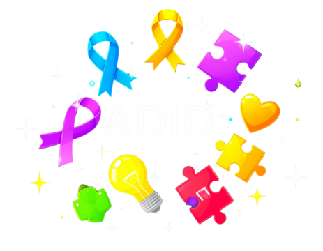 Festive ADHD Awareness Icons with Bright Colors