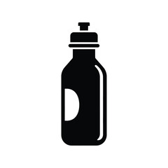 Simple silhouette of a sports water bottle with a white label space silhouette