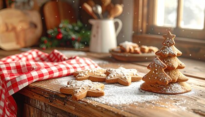 Christmas cookies on a wooden table
