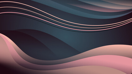 Elegant art background in coral gray tones. Beautiful composition of overlapping smooth translucent shapes, wavy stripes. template for your projects. 