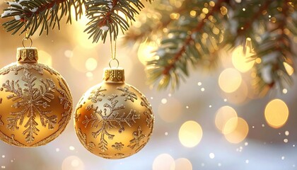 Close up of a christmas bauble hanging on a tree