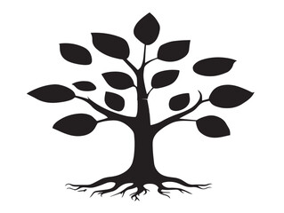 Knowledge and foundation tree of light silhouette vector illustration