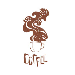 coffee steam cup aroma lettering cafe vector design element