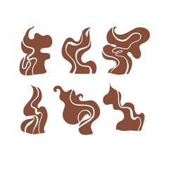 steam smoke set cafe vector design element
