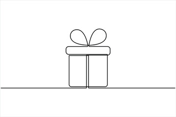 Gift box continuous one line art drawing. Presents with ribbon bow single line art. Line art Christmas surprise vector illustration