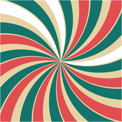 Retro Swirl Teal, Beige, and Red Rotating Lines from Central Point Background