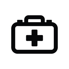 Obraz premium Black And White Icon Of A First Aid Kit With A Cross