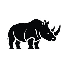 Bold silhouette of a rhinoceros with a single horn standing proudly silhouette