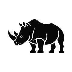 Majestic black silhouette of a rhino symbolizing strength and wildlife conservation silhouette