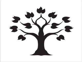 Obraz premium Unity tree symbol silhouette icon vector illustration solid black graphic