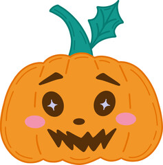 Funny pumpkin for Halloween. Vector illustration of pumpkins highlighted on a white background. An invitation to a Halloween party.A magic collection, a symbol, a talisman.