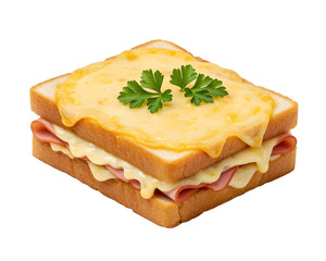 Delicious Croque Monsieur Sandwich with Melted Cheese and Ham graphic design isolated on a transparent background