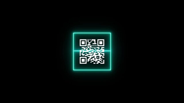  QR code animation. scan QR code motion. QR code in a scanner with a laser beam. Digital Scanning the QR code 4k video.