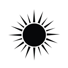 Stylized black sun symbol icon radiating energy solar power celestial body abstract art silhouette