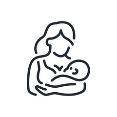 Breastfeeding editable stroke outline icon isolated on white background flat vector illustration. Pixel perfect. 64 x 64.