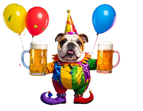 Funny Bulldog Dressed for Beer Party - Powered by Adobe