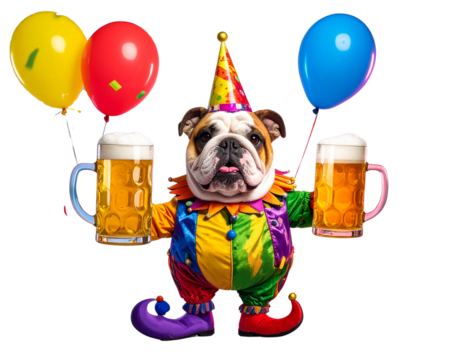 Funny Bulldog Dressed for Beer Party - Powered by Adobe