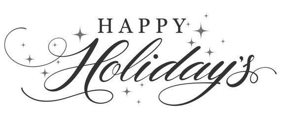 Naklejka na ściany i meble Happy holidays text phrase. vector calligraphy. Greeting holiday card, Christmas and New Year phrase. Hand lettering inscription to winter holiday design