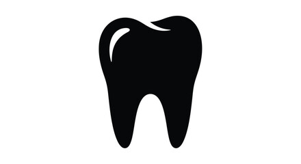 Simple black silhouette of a human tooth dental health illustration