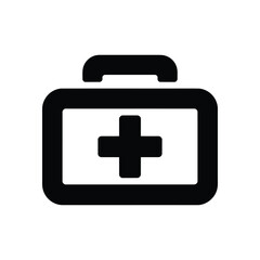Obraz premium First Aid Kit Icon, Black Medical Bag Illustration on White Background
