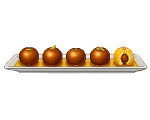 Pixel Art Candied Fruits and Dates on a Rectangular Tray food dessert isolated on a transparent background