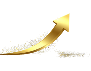 Glossy Golden Growth Arrow Icon