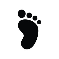 Isolated Black Footprint Icon Bare Foot Print on White Background