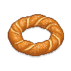 Pixel Art Sesame Seed Bagel Ring On Black Background sesame seeds food isolated on a transparent background
