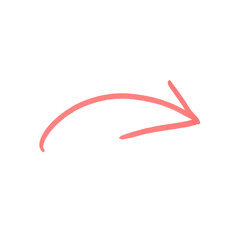 Hand drawn wavy arrow. Red arrow illustration 