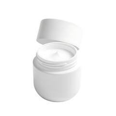 White cream jar with open lid container cosmetic
