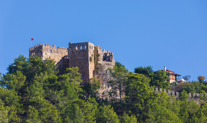 Panorama of the Alanya fortress on the mountain