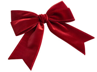 Red Velvet Bow Isolated on Transparent Background