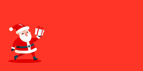 Santa Claus Christmas and New Year Banner. Vector Illustration