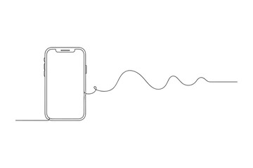 mobile phone isolated on white,
Line Drawing of Smartphone with Flowing Line , Continuous Black Line Art on White Background