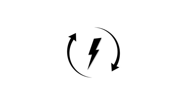 White lightning bolt symbol inside a circular arrow refresh icon on a white background
