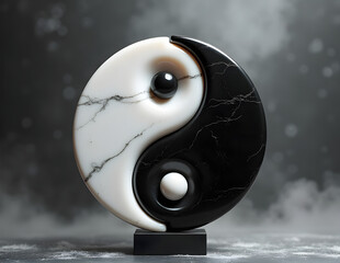 Marble Yin and Yang sculpture symbolizing balance and harmony