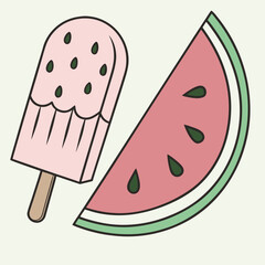 a minimalist, flat illustration featuring two summer-themed items on a pale background.