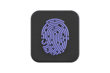 3d illustration icon of biometric fingerprint security . Isolated on transparent background, png