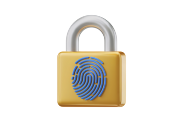 3d illustration icon of fingerprint lock security concept . Isolated on transparent background, png
