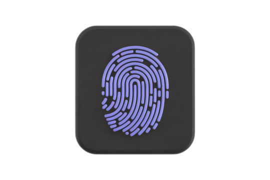 3d illustration icon of biometric fingerprint security . Isolated on transparent background, png