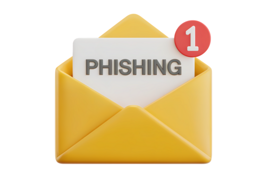 3d illustration icon of phishing email alert . Isolated on transparent background, png