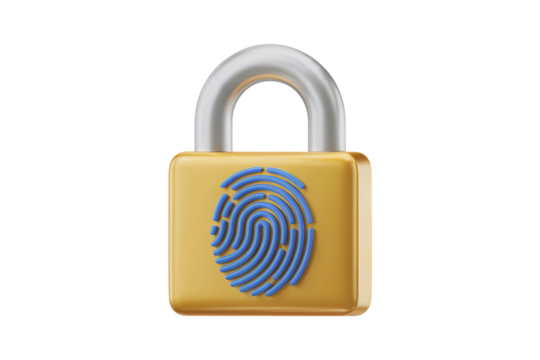 3d illustration icon of fingerprint lock security concept . Isolated on transparent background, png