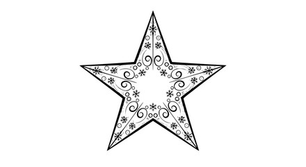 Obraz premium Elegant hand-drawn Christmas star in black and white, decorative outline, ideal for greeting cards and branding
